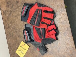 Firm Grip Fingerless Work Gloves Red Black Size XL